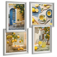 BILDER SET 4er Set - 50x50 cm & 40x60 cm Silberner Rahmen - Zitronenlimonade blaue Tür - Silberfarben, Kunststoff (50/50cm) - TULUP