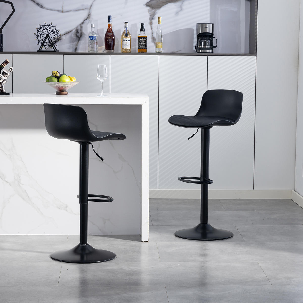 BARHOCKER Schwarz höhenverstellbar mit 360°-Drehfunktion - Schwarz, Metall (44/80/43cm) - MIVRAY