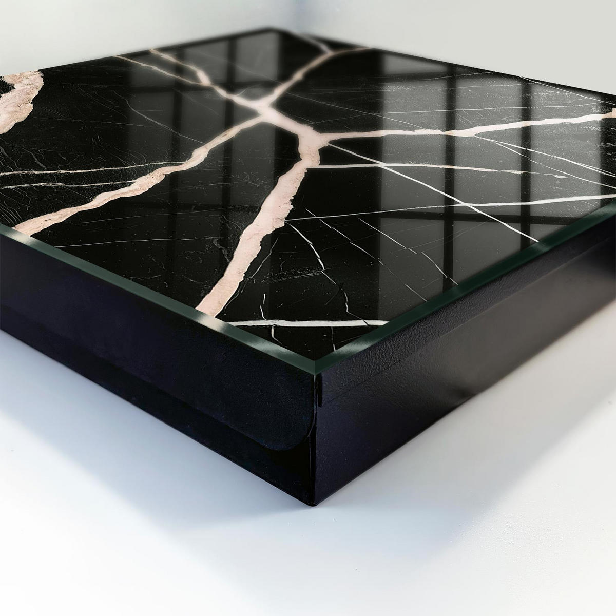 SCHLÜSSELBOX Schwarz 30x30 cm- Türöffnung nach rechts - Dynamische Struktur - Schwarz, Metall (30/30/5cm) - TULUP