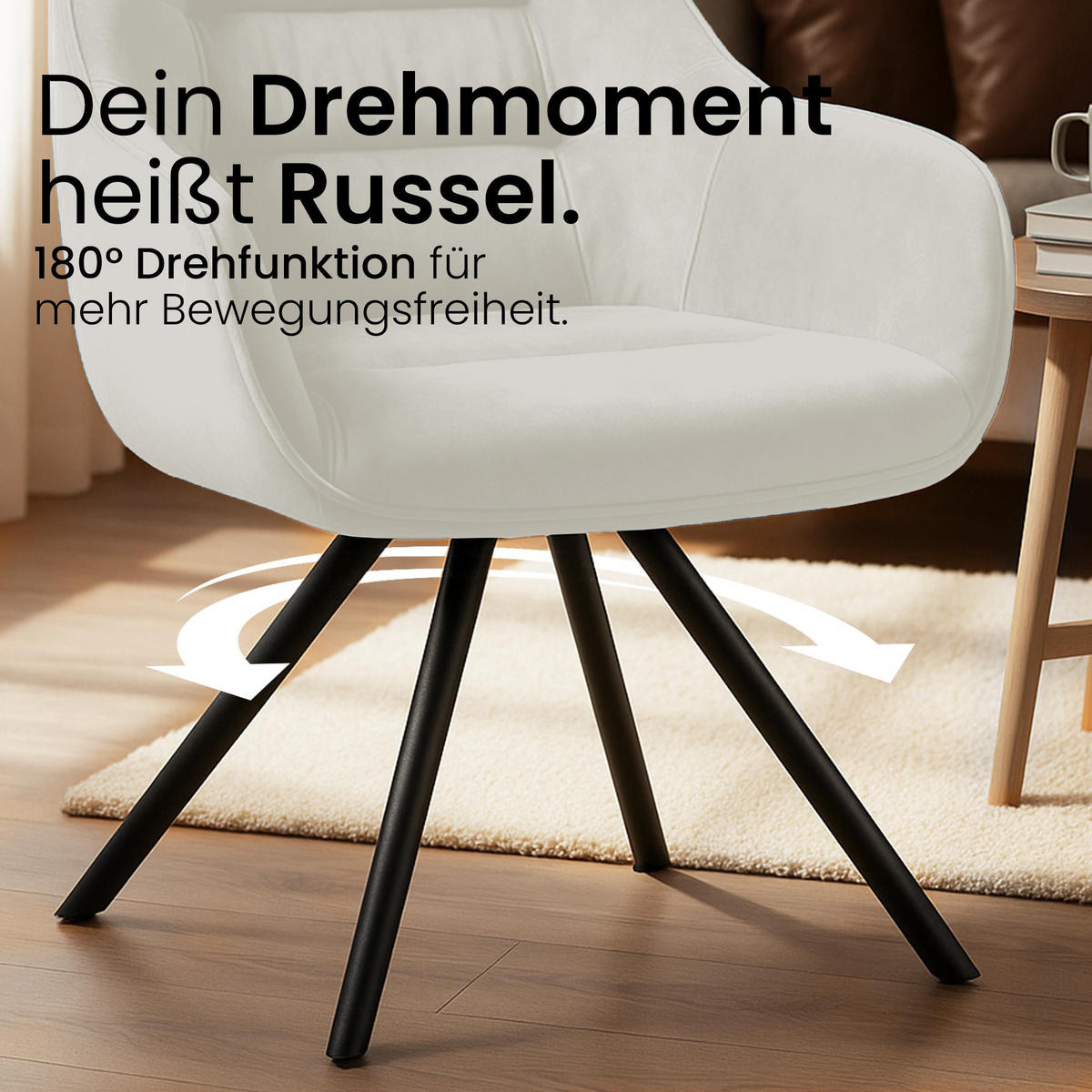 ARMLEHNENSTUHL Samt Creme - Creme/Schwarz, Textil/Metall (57/90/63cm) - CLP