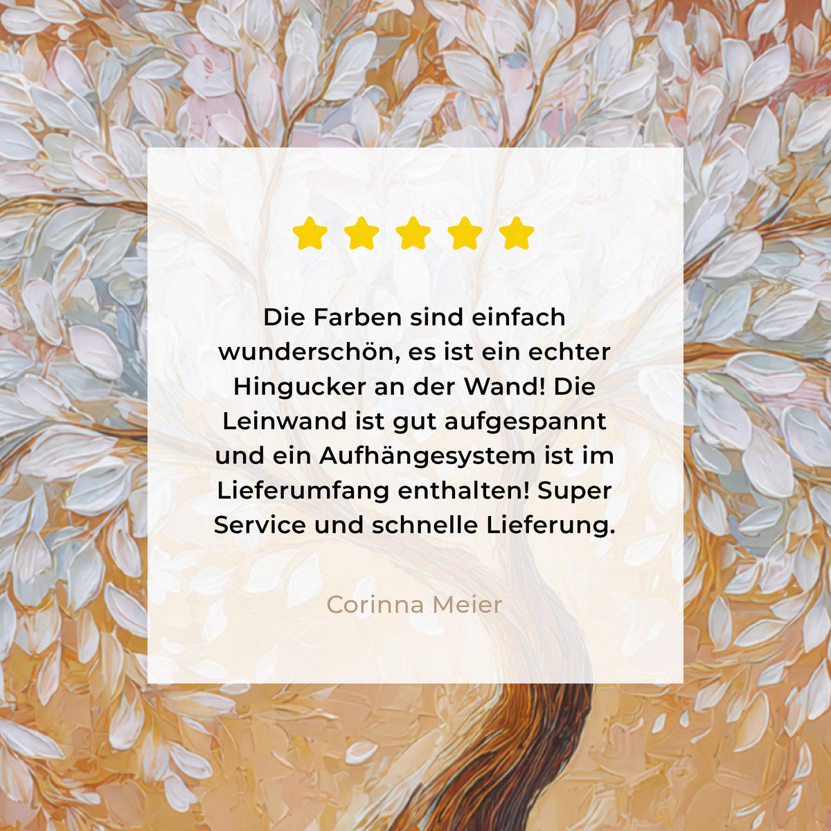 LEINWANDBILD Abstrakt - Baum - Weiß - Blätter Deko Groß 90x90 cm - Braun, Textil (90/90cm) - MuchoWow