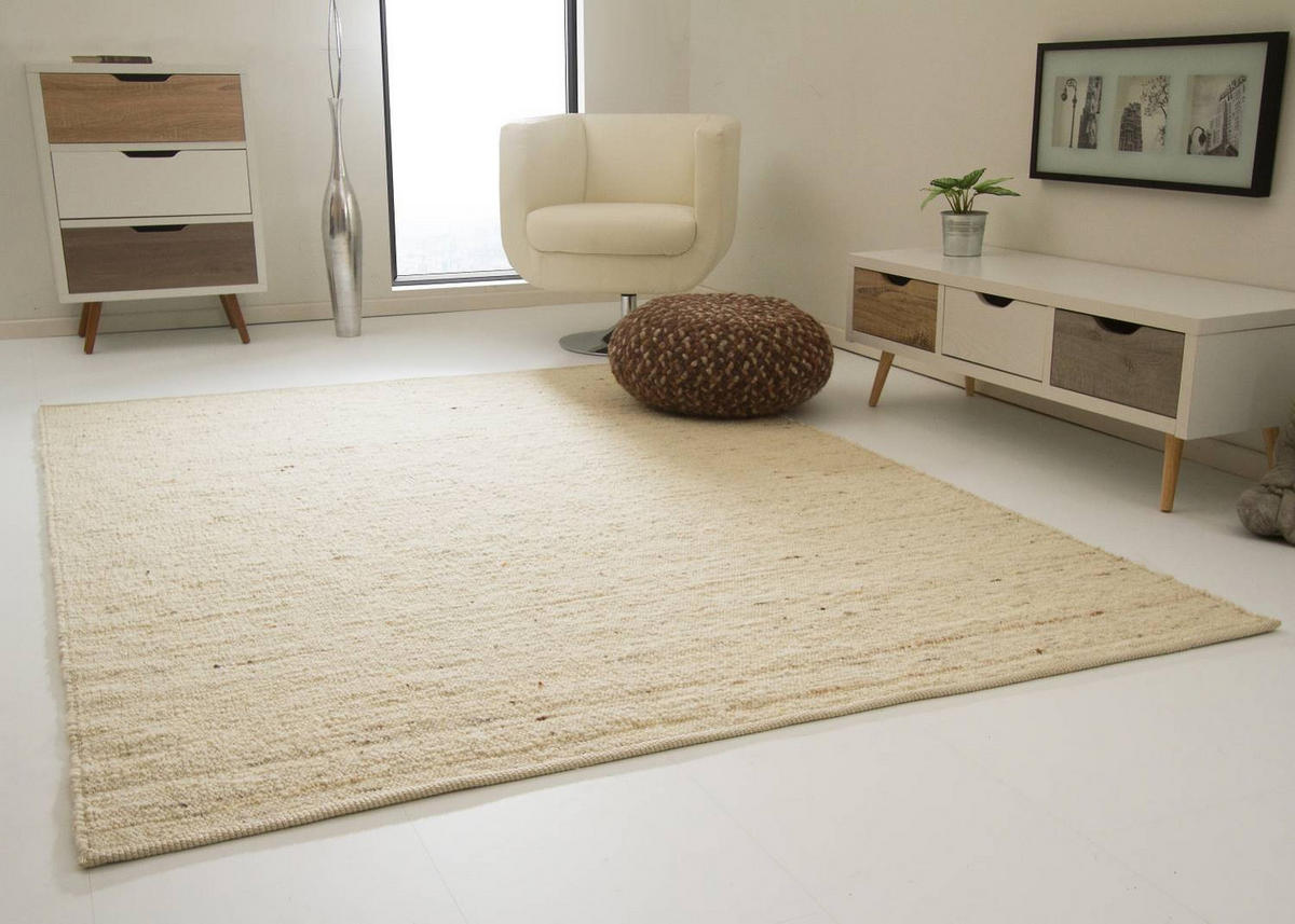HANDWEBTEPPICH 70/70 cm Landshut - Creme, Naturmaterialien (70/130cm) - Steffensmeier