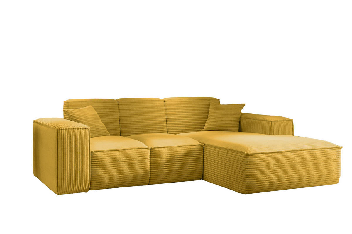 ECKSOFA L-Form Wohnzimmer SIENA Stoff Poso Gelb Rechts - Gelb, Holz/Textil (266/165cm) - Kaiser Möbel