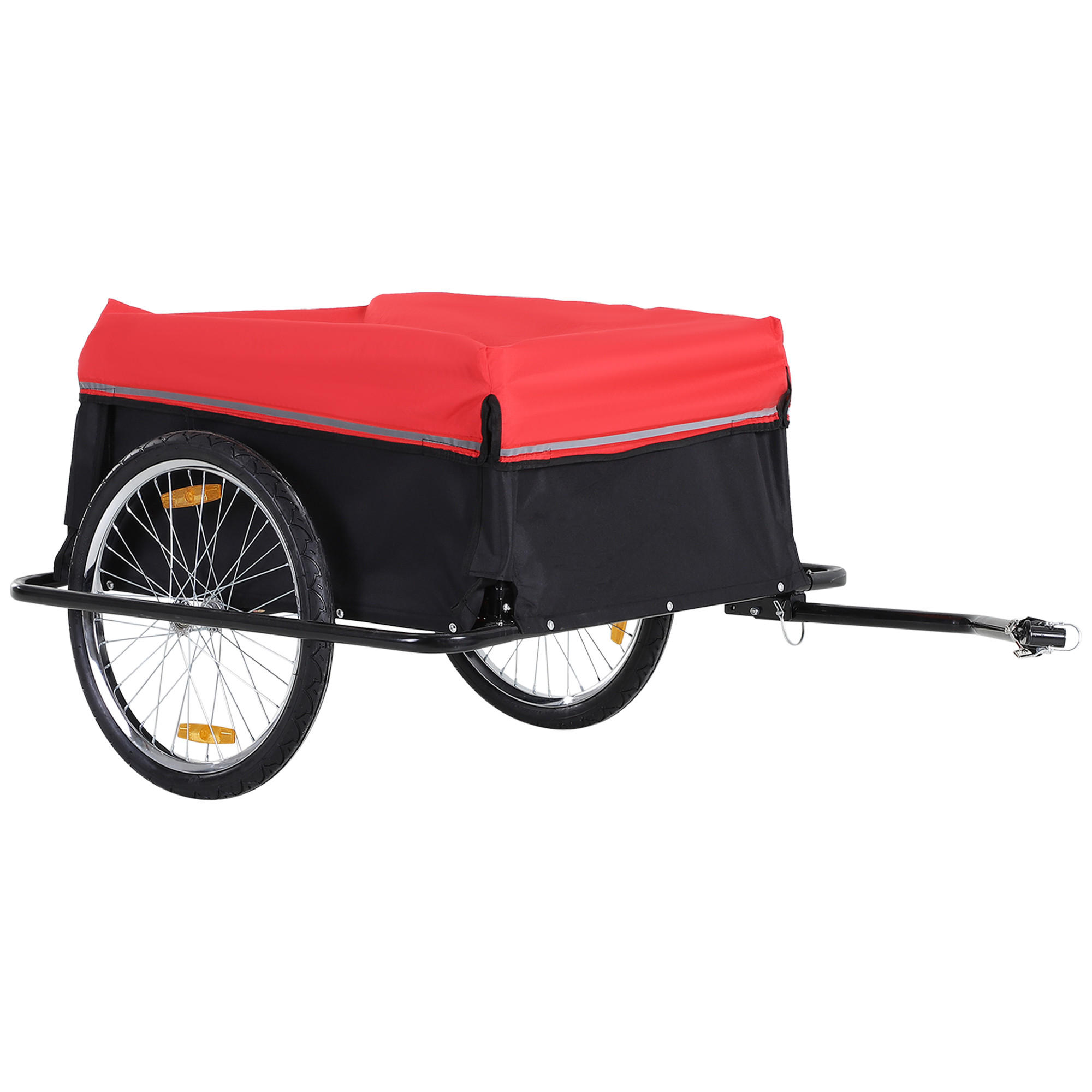LASTENANHÄNGER, Stahlrohr, Rot/Schwarz, 140L x 88B x 60H cm - Schwarz, Metall (88/60/140cm) - HOMCOM