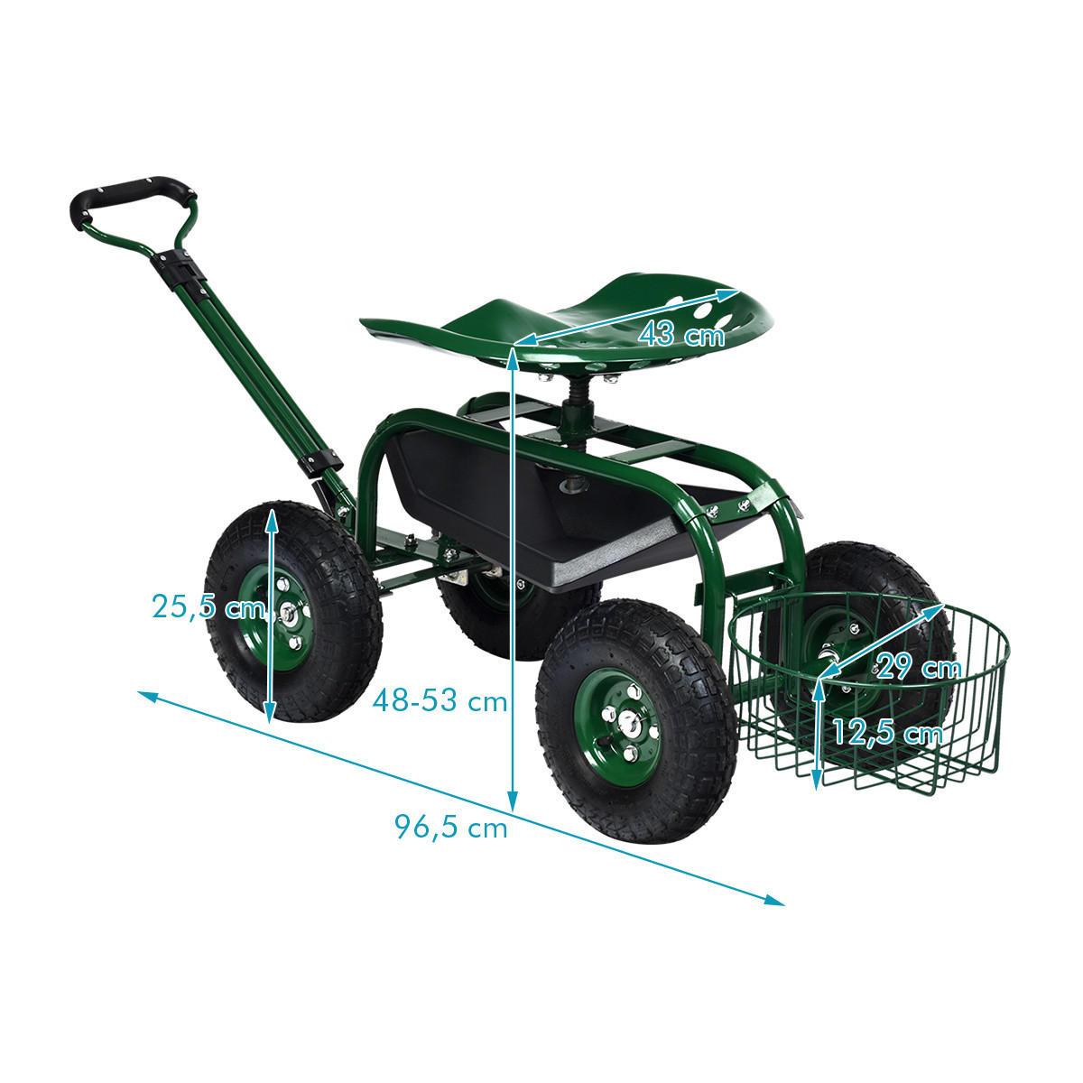 GARTENWAGEN Grün - Grün, Metall (96.5/45.5/48.5cm) - COSTWAY
