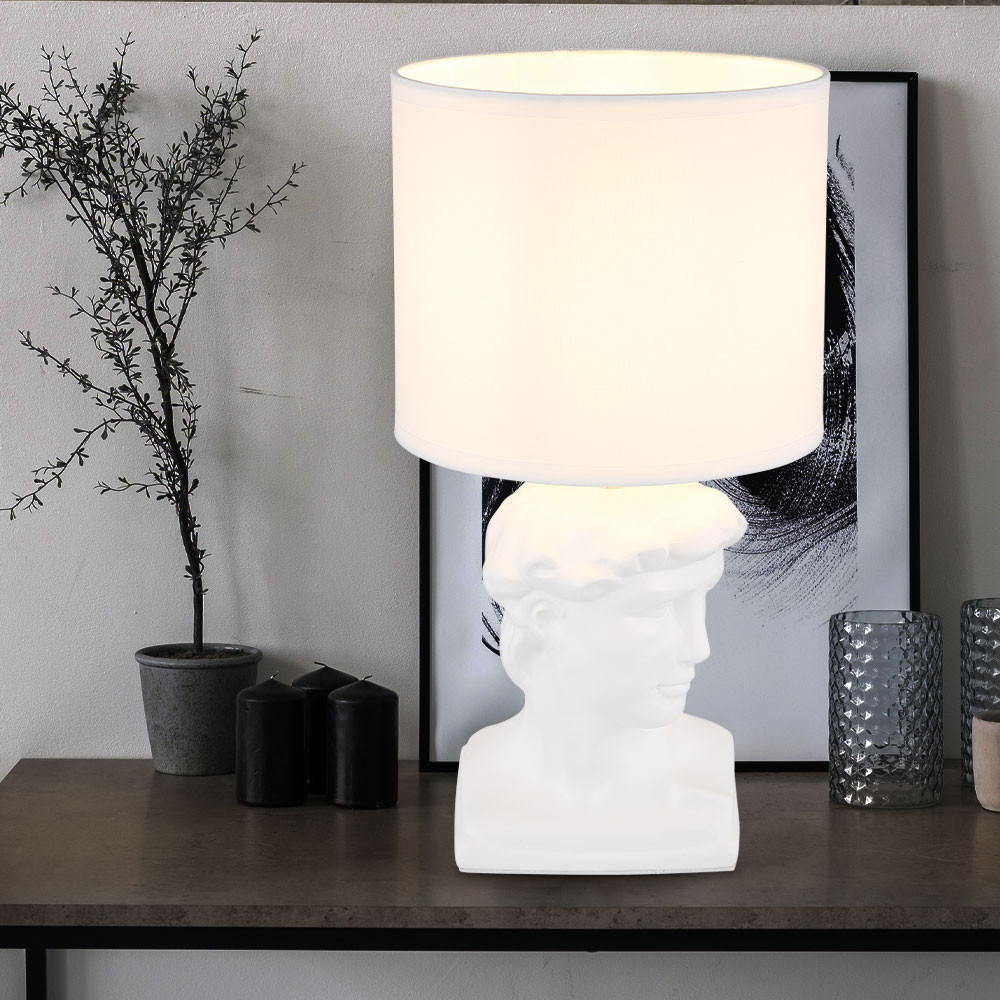 TISCHLEUCHTE HERMES Textil Weiß - Weiß, Textil (17.5/17.5/33cm) - Globo Lighting