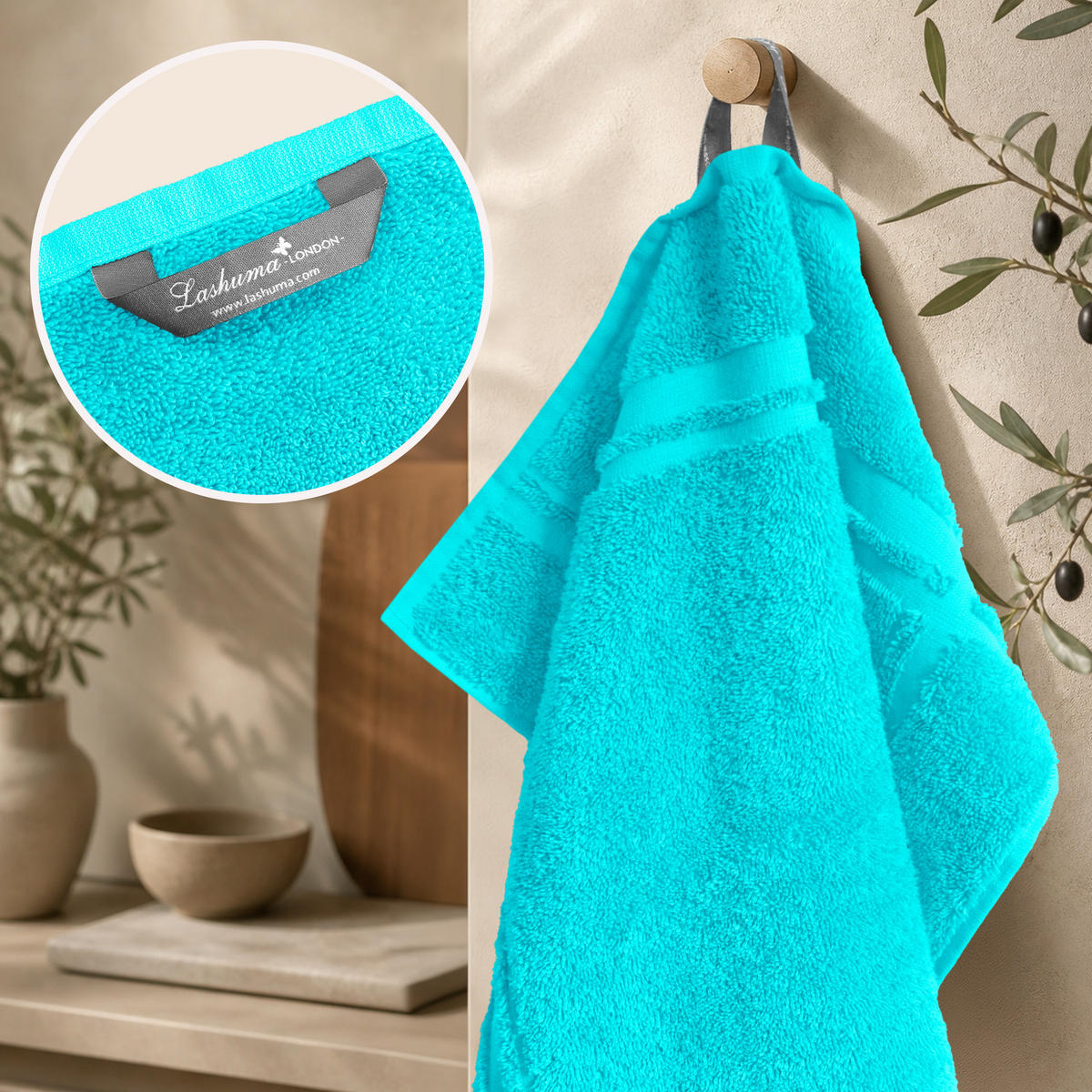FROTTEE Küchenhandtücher 50x50 cm, 4er Set, Türkis - Türkis, Textil (50/50cm) - Lashuma