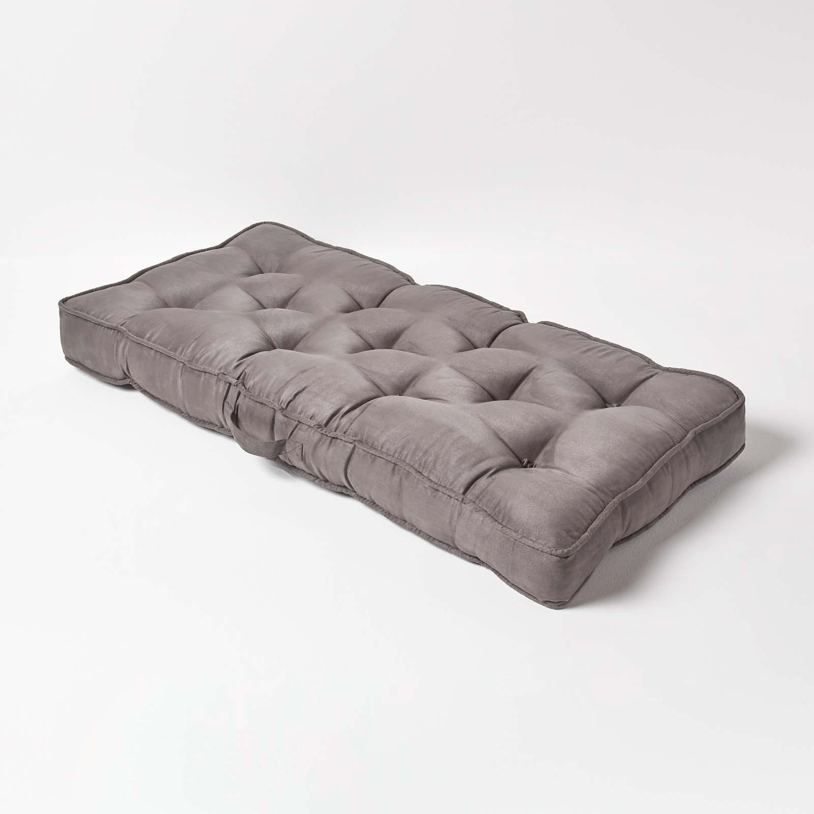 SITZAUFLAGE grau 100/48/10 cm – Sofa-Sitzkissen, Velours - Grau, Textil (48/100/10cm) - Homescapes
