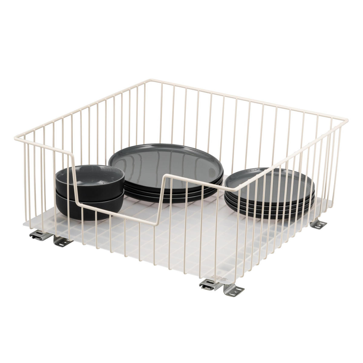 SCHRANK-KORBAUSZUG 50 cm mit Einlegeboden, cremeweiß - Creme, Metall (50/23/50.5cm) - bremermann