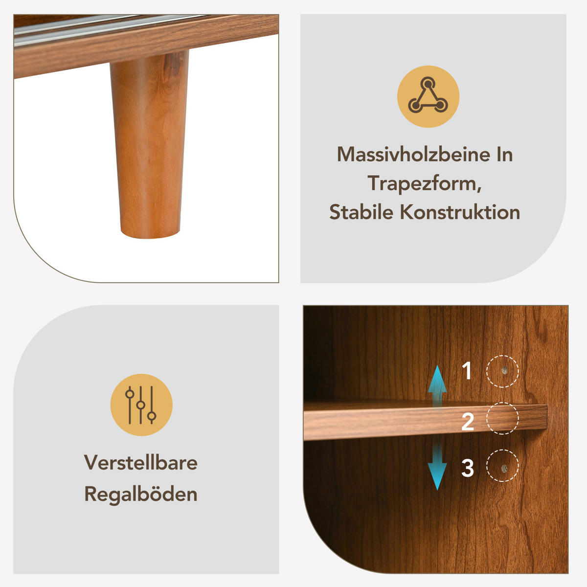 SCHUHSCHRANK 104/40/48 cm walnuss aus Spanplatte mit Rattantüren - Walnussfarben, Holzwerkstoff (104/48/40cm) - OKWISH