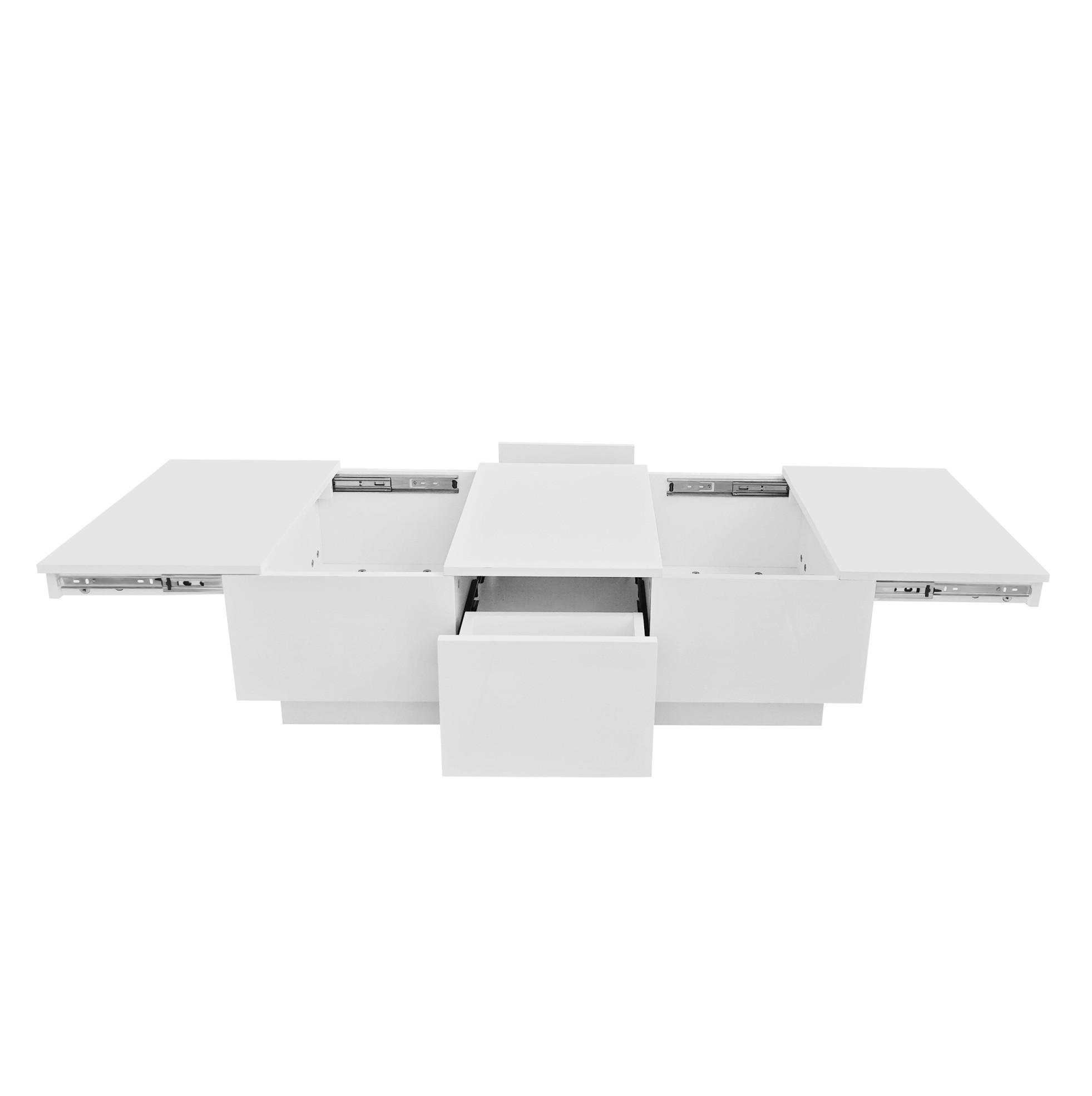 COUCHTISCH 100/50/31 cm weiß aus Spanplatte mit Push-Pull-Aufbewahrung - Weiß, Holzwerkstoff (100/50/31cm) - OKMYHOME