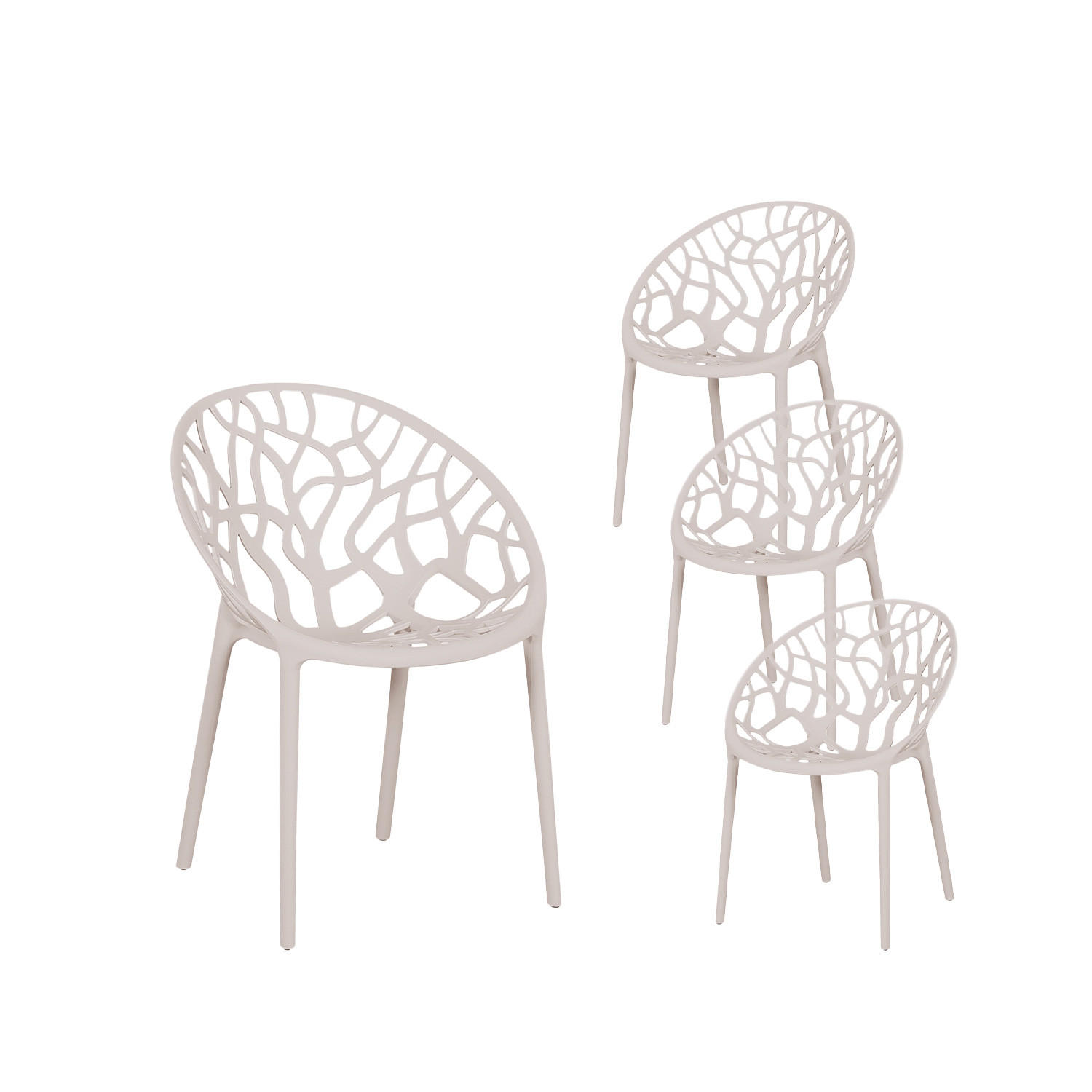 GARTENSTUHL Rhona Beige 52 cm x 79 cm 4er-Set - Beige, Kunststoff (52/79/60cm) - Klast Home