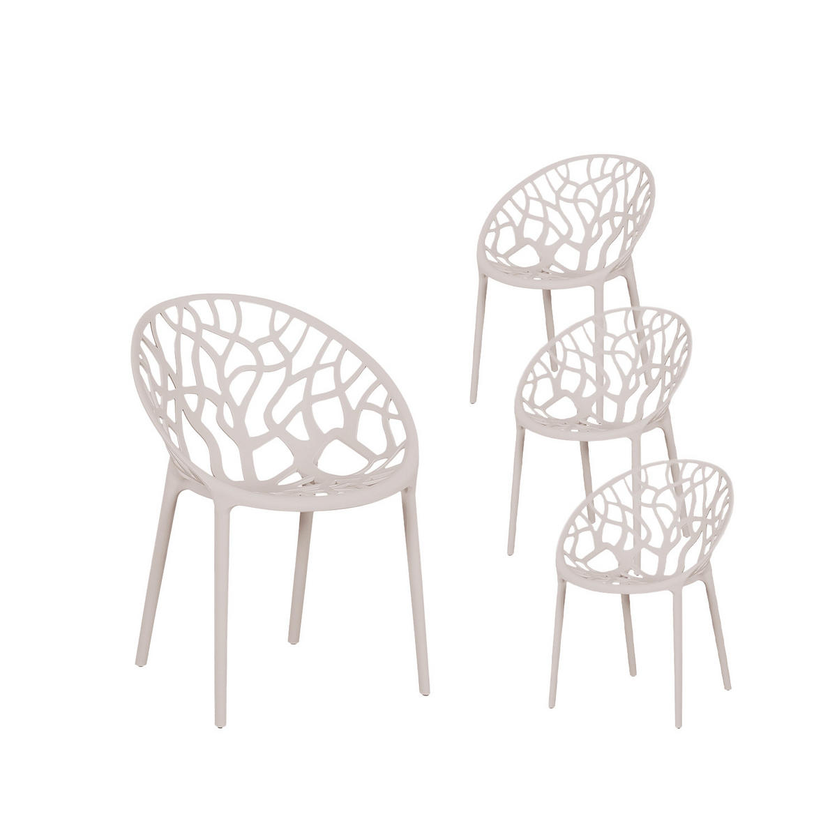 GARTENSTUHL Rhona Beige 52 cm x 79 cm 4er-Set - Beige, Kunststoff (52/79/60cm) - Klast Home