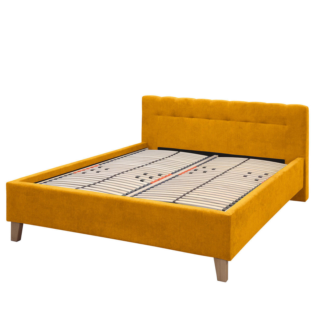 POLSTERBETT - Samt - Gelb, Holz/Textil (180/200cm) - home24
