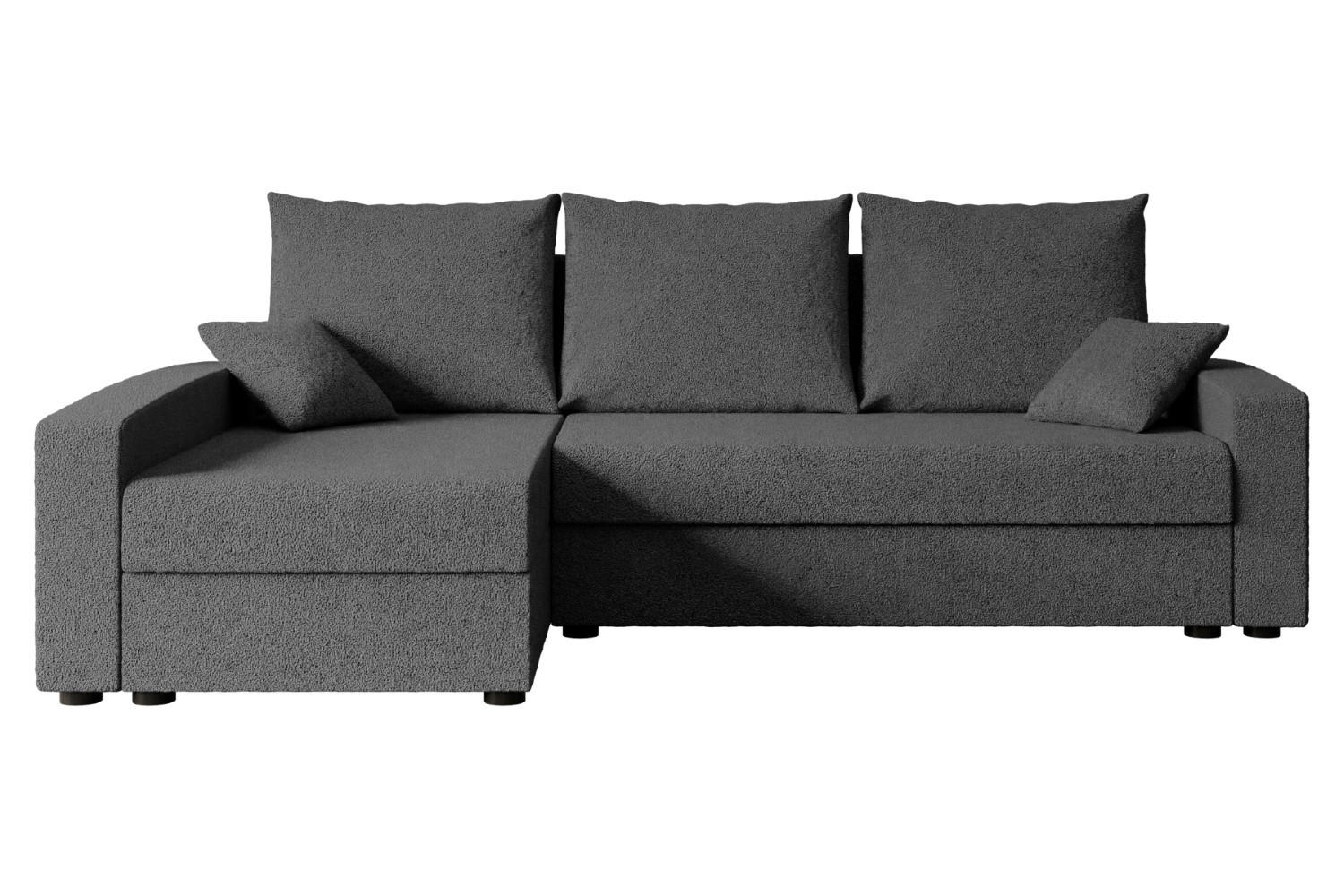 ECKSOFA mit Schlaffunktion und Bettkasten ALESIA-L 231x140x90 cm Grau Bouclé - Silberfarben/Grau, Holzwerkstoff/Kunststoff (231/140cm) - ALTDECOR