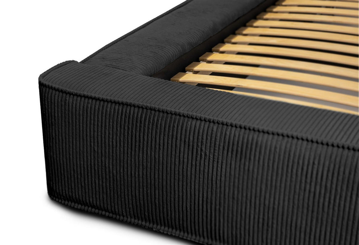 POLSTERBETT Modesto Stoff Lincoln - Schwarz, Holzwerkstoff/Textil (140/200cm) - Fun Möbel