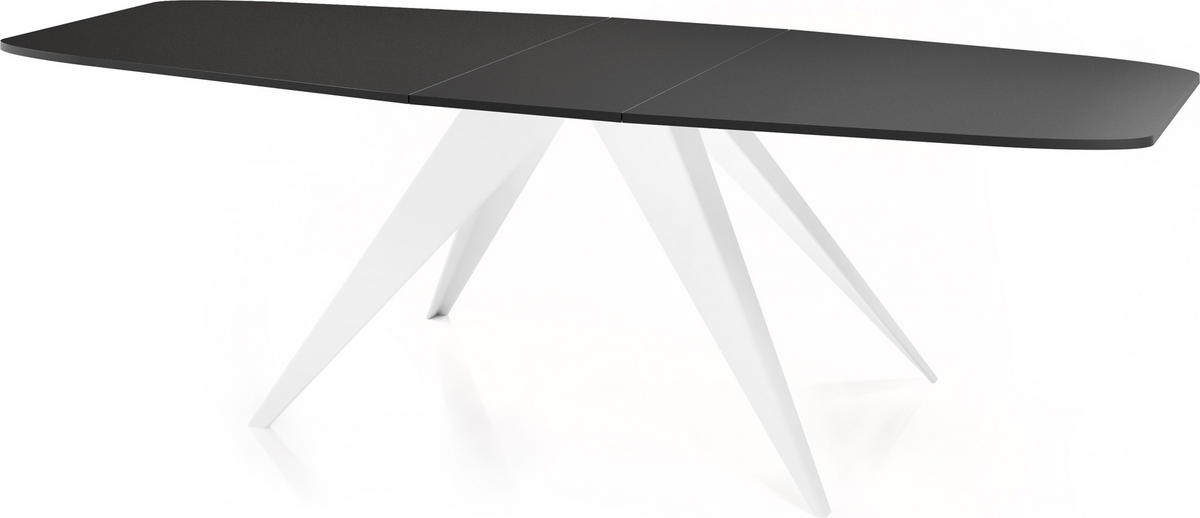 ESSTISCH Fatina rechteckig ausziehbar, Schwarz 180-218/90/76 cm - Schwarz/Weiß, Holzwerkstoff/Metall (180/90/76cm) - WFL GROUP
