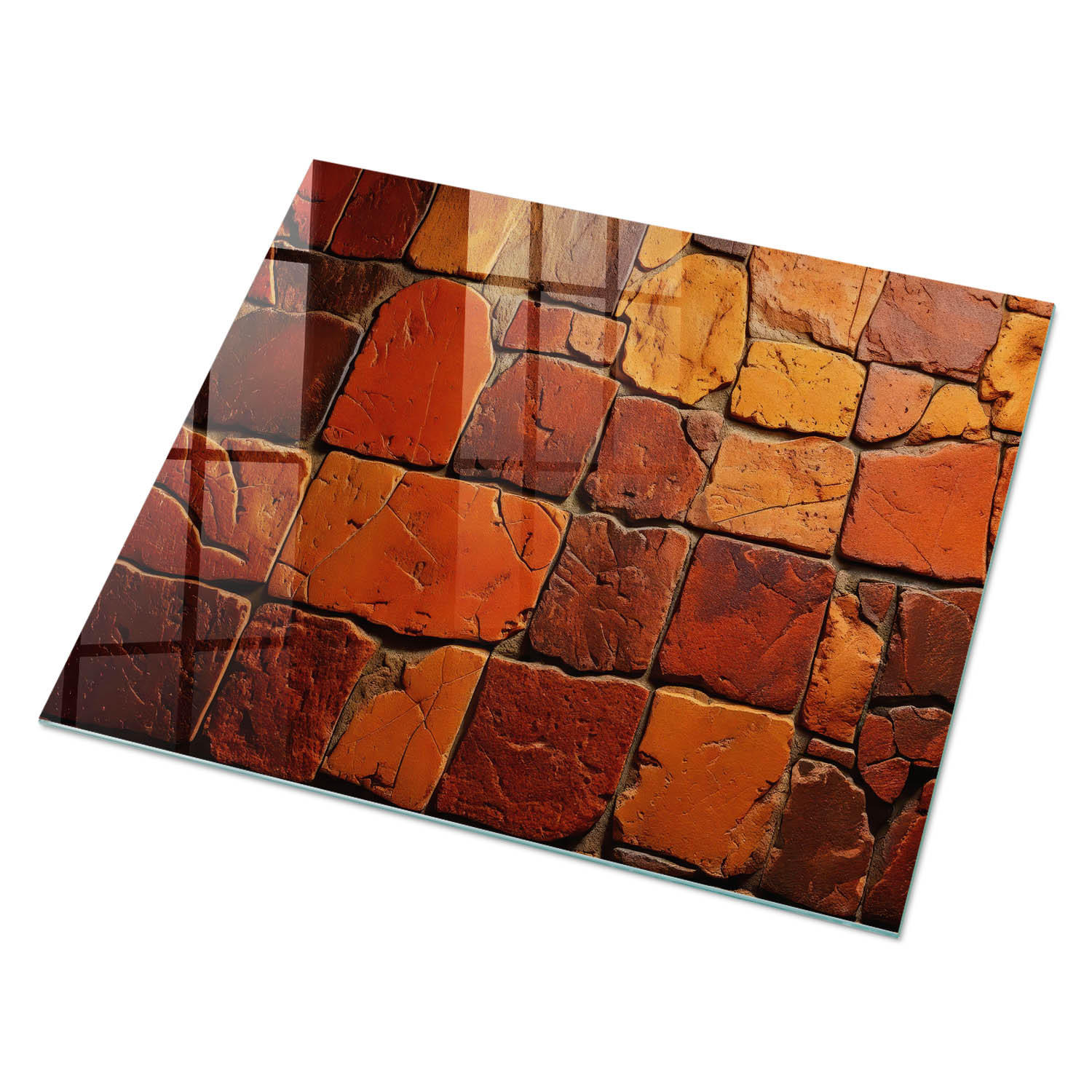 GLASPLATTE 80x60 cm – Steinmosaik - Braun, Glas (0.4/80/60cm) - ArtPrintCave