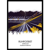 POSTER mit Rahmen 50x70 cm Ruhrgebiet Dortmund - Gelb, Holz (51/71cm) - artissimo