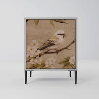 SIDEBOARD PETAL DISTINGUISH, Grau, 57,5x42x72,5 cm, Schwarze Metallfüße - Multicolor/Schwarz, Holzwerkstoff/Metall (57.5/72.5/42cm) - SpaceRebels