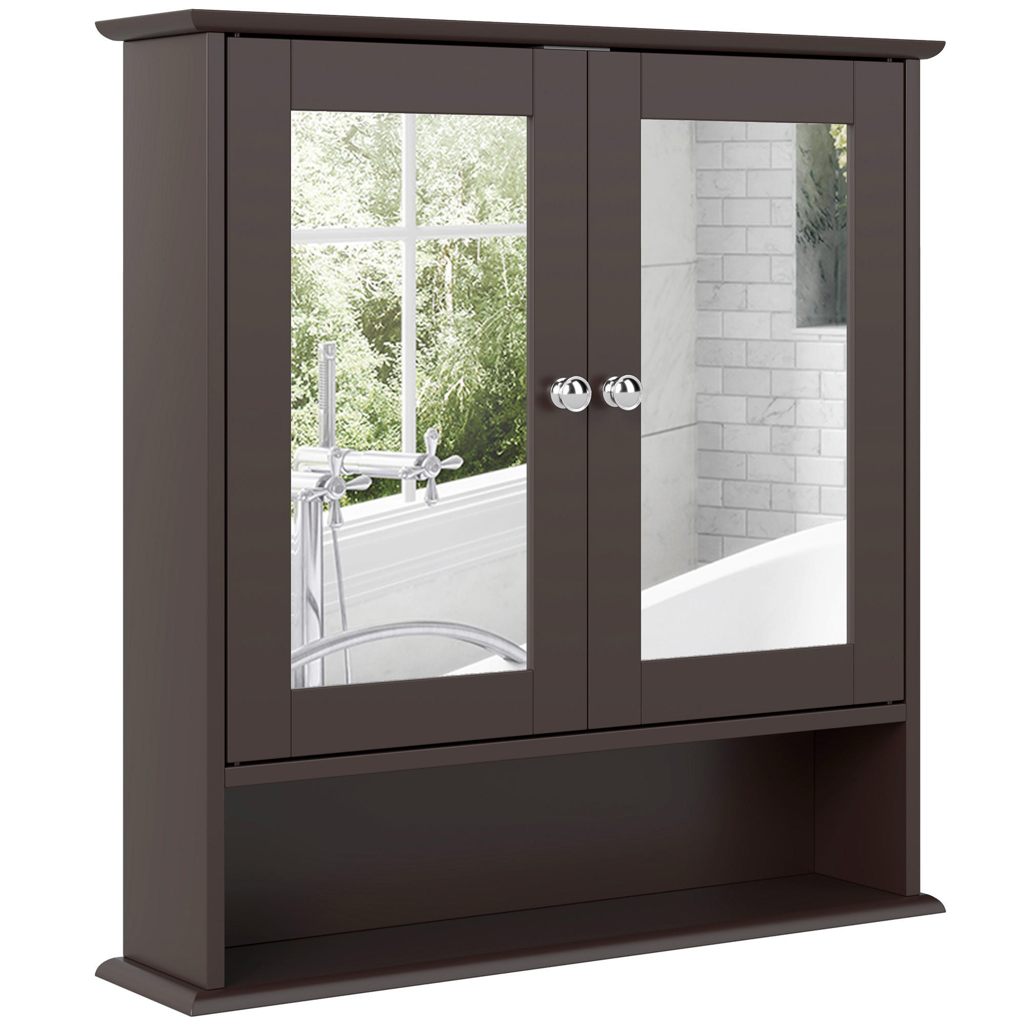 SPIEGELSCHRANK, Wandschrank mit 2 Türen, verstellbarem Einlegeboden, 56 x 13 x 58 cm ,Dunkelbraun - Dunkelbraun, Glas (56/58/13cm) - Vallsero