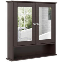 SPIEGELSCHRANK, Wandschrank mit 2 Türen, verstellbarem Einlegeboden, 56 x 13 x 58 cm ,Dunkelbraun - Dunkelbraun, Glas (56/58/13cm) - Vallsero