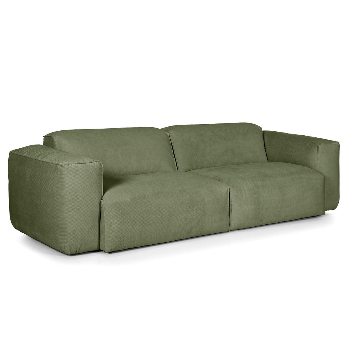 3-SITZER SOFA - Dunkelgrün/Schwarz, Kunststoff/Textil (251/71/102cm) - home24