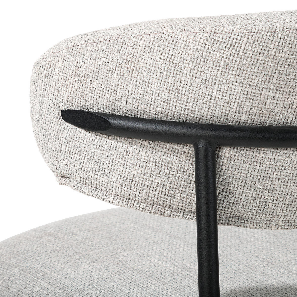 POLSTERSTUHL - 2er-Set - Strukturstoff / Edelstahl - Hellgrau/Schwarz, Textil/Metall (55/79/58cm) - home24