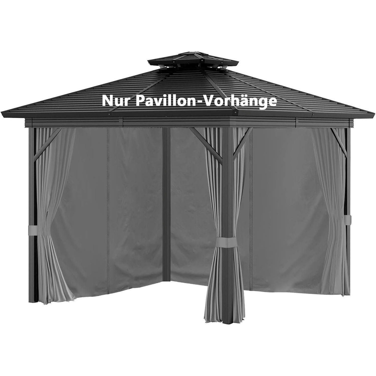 PAVILLON-SEITENWAND Set 4-teilig Grau 300x224 cm - Grau, Textil (300/224/300cm)