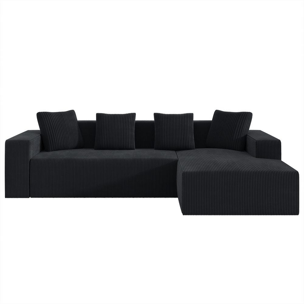 SOFA L-FORM, MODULAR, TIEFE SITZE - Schwarz, Textil (146/261cm)