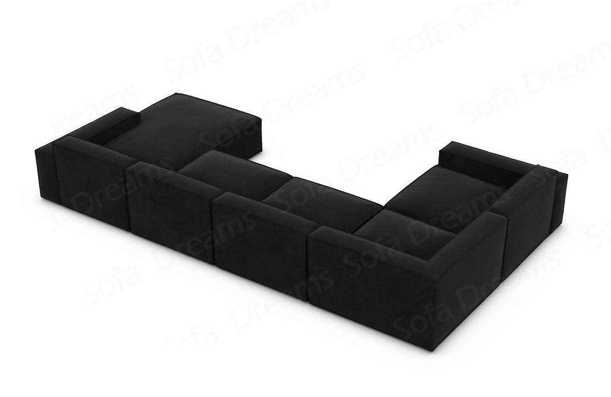 WOHNLANDSCHAFT Beluga Schwarz Samtstoff - Schwarz, Kunststoff (313/73/181cm)