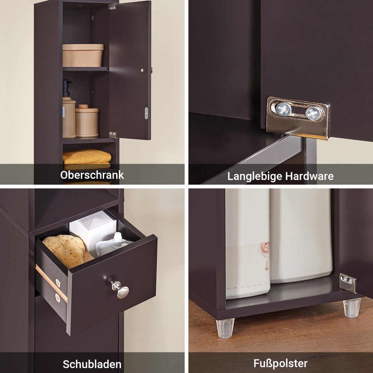 HOCHSCHRANK Braun - Dunkelbraun, Holzwerkstoff (20/180/20cm) - SoBuy