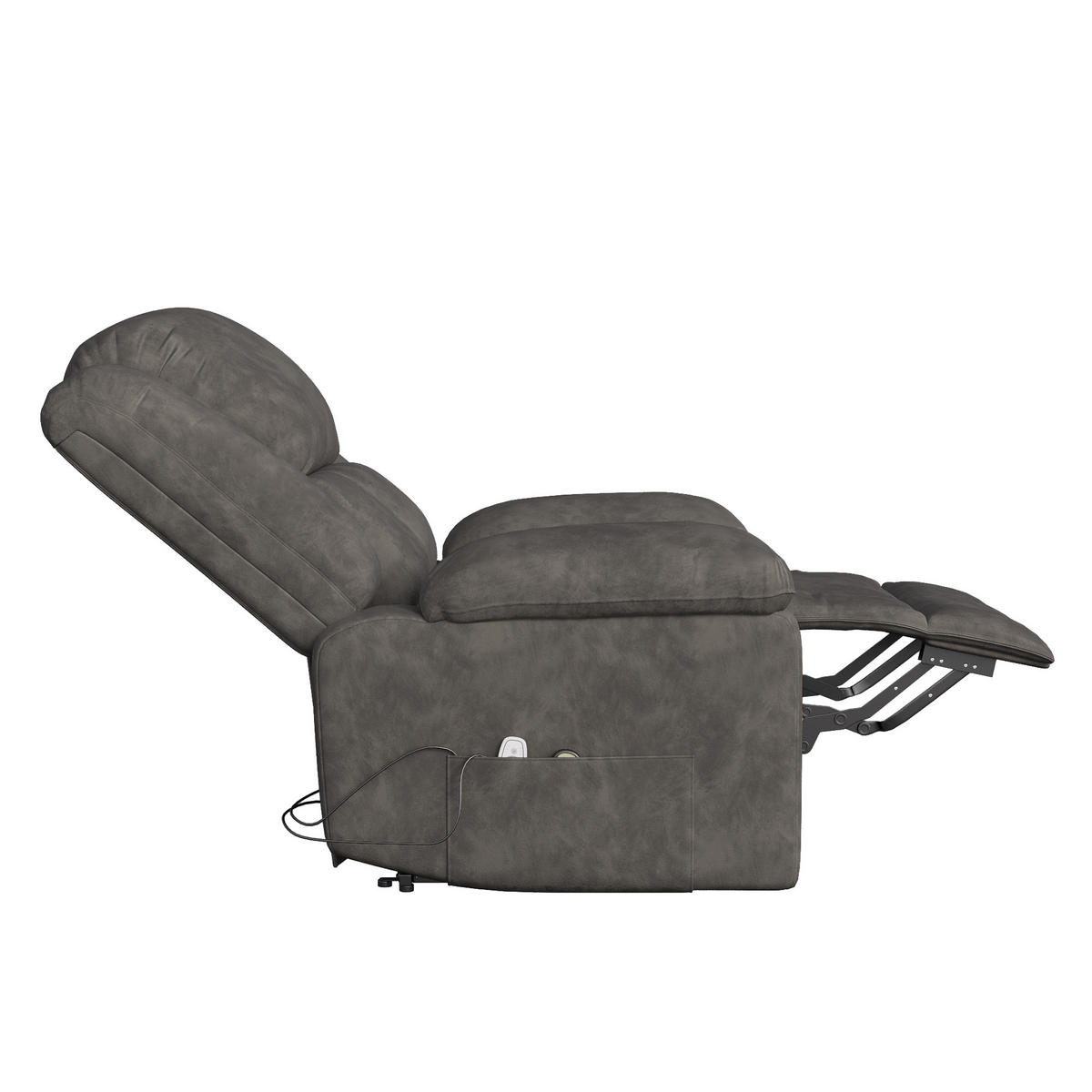 MASSAGESESSEL mit Relaxfunktion, 8 Massagepunkten & 2 Wärmepunkten, Stehhilfe, Fleece-Stoff in grau - Grau, Textil (93/106/102cm) - BRILVERDE