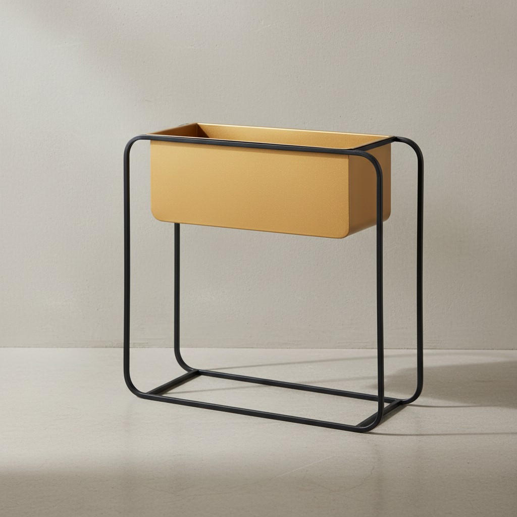 PFLANZKÜBEL Metall Gold/Schwarz 60x60x24 cm rechteckig - Goldfarben, Metall (40/60cm) - KADIMA DESIGN