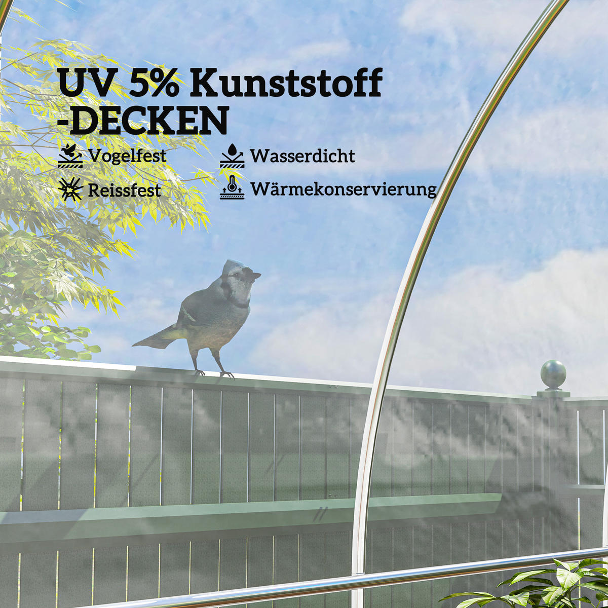 GEWÄCHSHAUSFOLIE 7 x 8 m, wasserdichtGartenfolie, aus Kunststoff, Extra Dick - Transparent, Kunststoff (700/1/800cm) - Outsunny