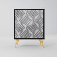 SIDEBOARD CONCRETE MOVEMENT, Schwarz, 57,5x42x75,5 cm, Goldfarbene Metallfüße - Goldfarben/Multicolor, Holzwerkstoff/Metall (57.5/75.5/42cm) - SpaceRebels
