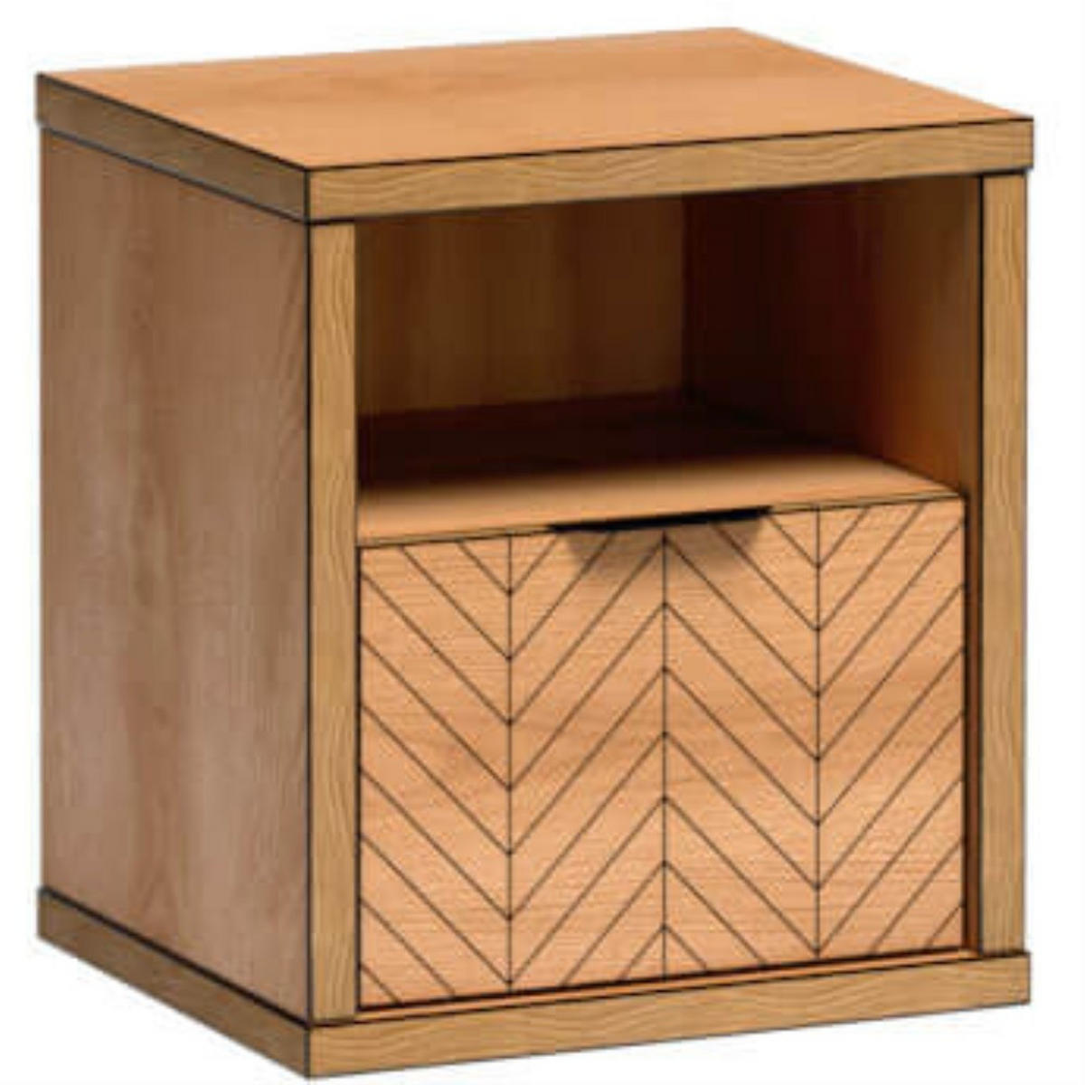 NACHTTISCH Fun mit Schublade, ohne Beinen, Karamell-Eiche - Eichefarben, Holzwerkstoff (47/53/41cm) - Beautysofa
