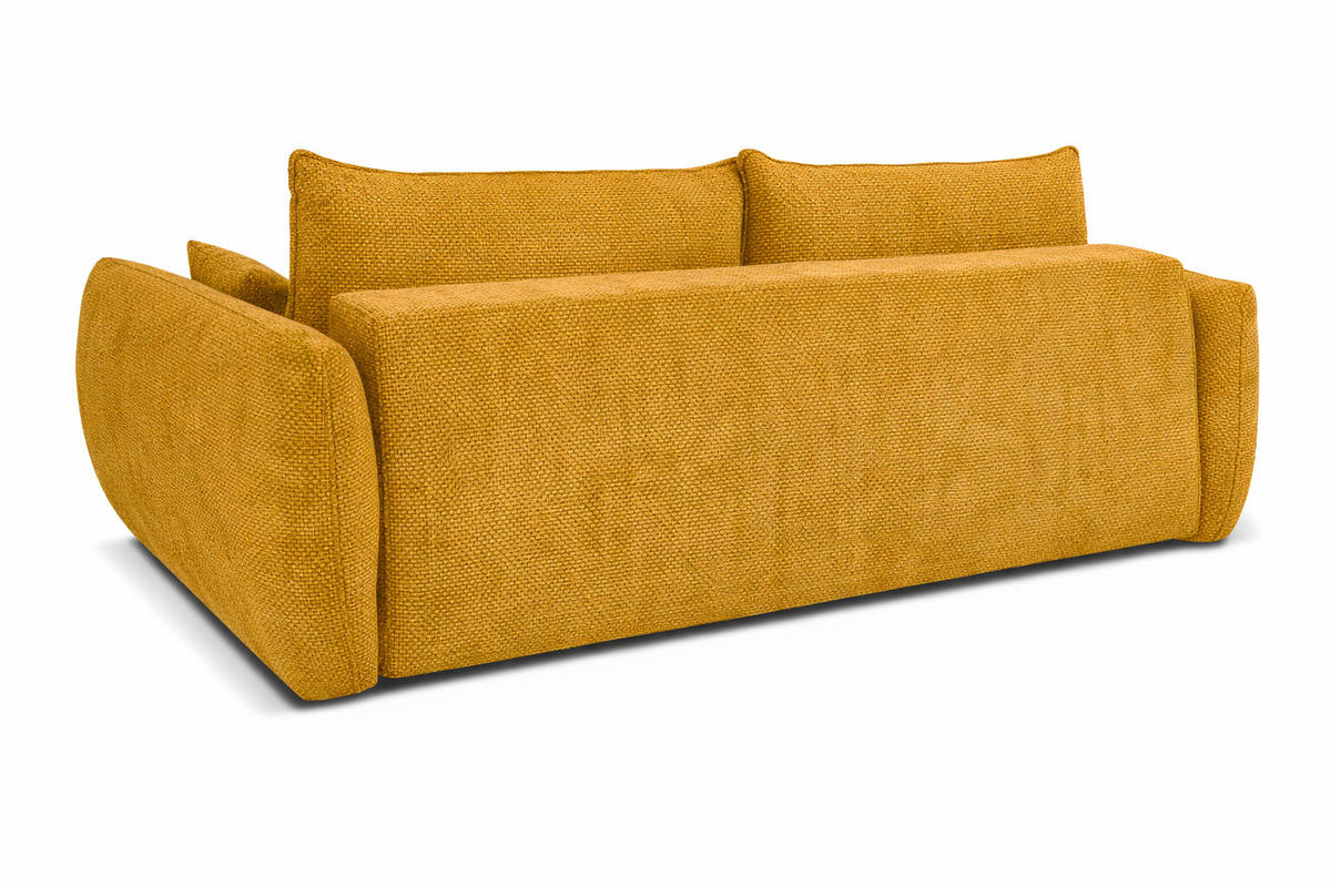 SOFA Mit Schlaffunktion Und Bettkasten, Chenille-Stoff Flow, Gelb, Zephira - Gelb, Holz (238/87/140cm) - Kaiser Möbel