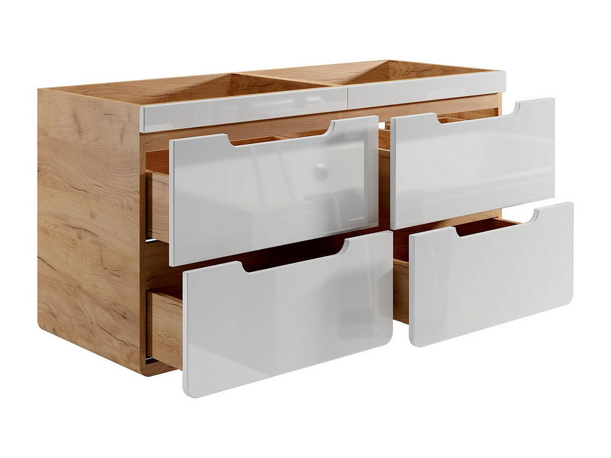 WASCHBECKENUNTERSCHRANK - 120cm x 46cm - MDF - naturfarben hell, weiß - ARUBA - Naturfarben, Holz (120/59/46cm) - Vente-Unique