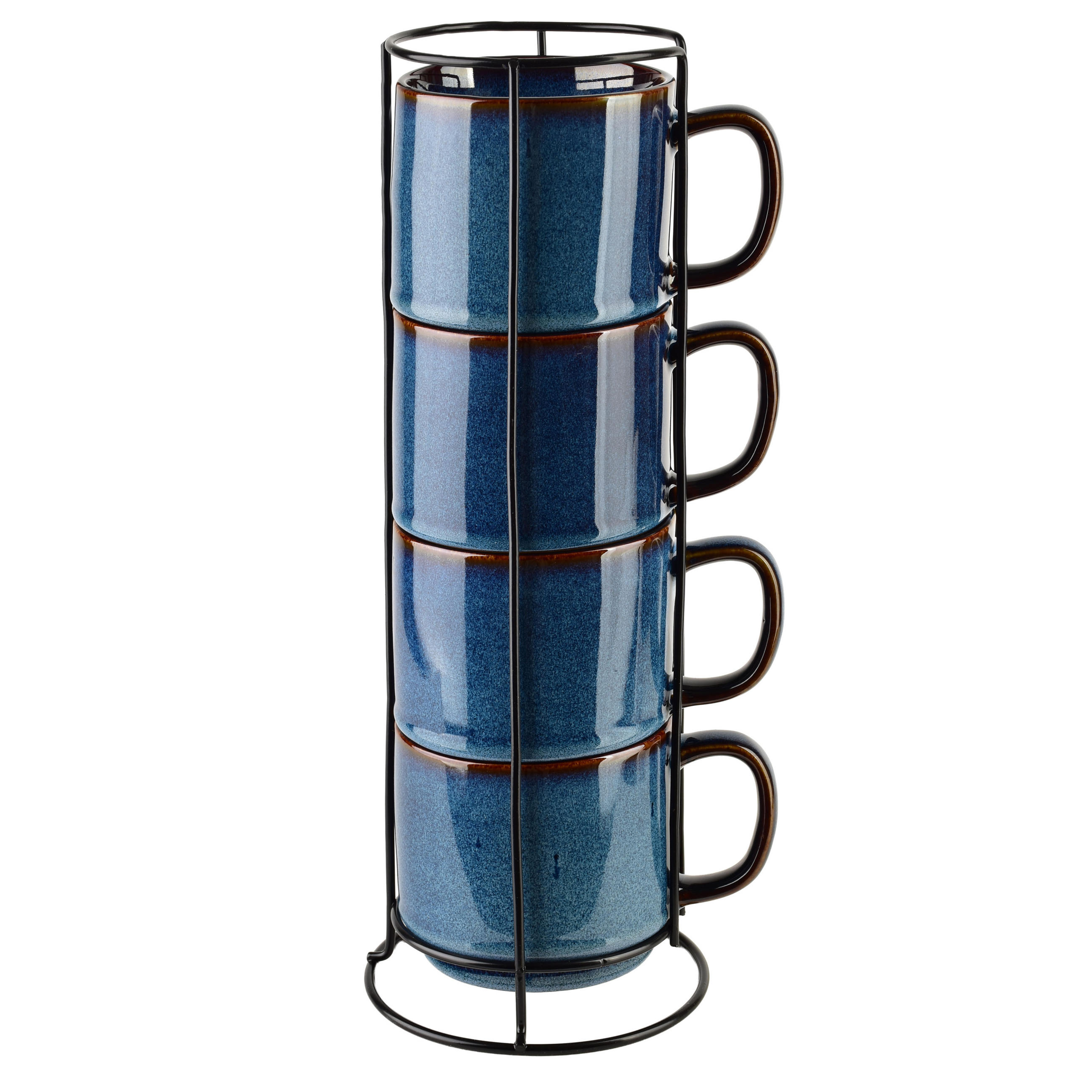 BECHER Evie 4er Set Dunkelblau 13/13/33 cm Porzellan - Blau, Keramik (0.37L) - Mondex