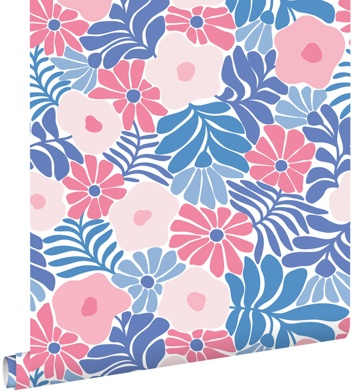TAPETE Blumen im Matisse-Stil 50 x 900 cm - Pink, Papier (50/900cm) - ESTAhome