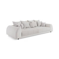 BIGSOFA Elementa Weiß und Creme Kunstleder/Strukturstoff - Creme/Schwarz, Holz/Kunststoff (270/86/135cm) - S-Style Möbel