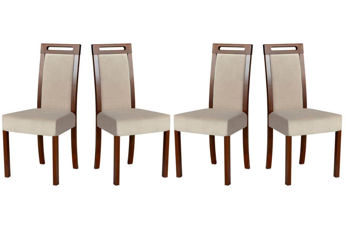 ESSZIMMERSTUHL 4x "Roma 5", nussbaum, paros 2 - Beige/Nussbaumfarben, Holz (45/96/41cm) - Leaf Design