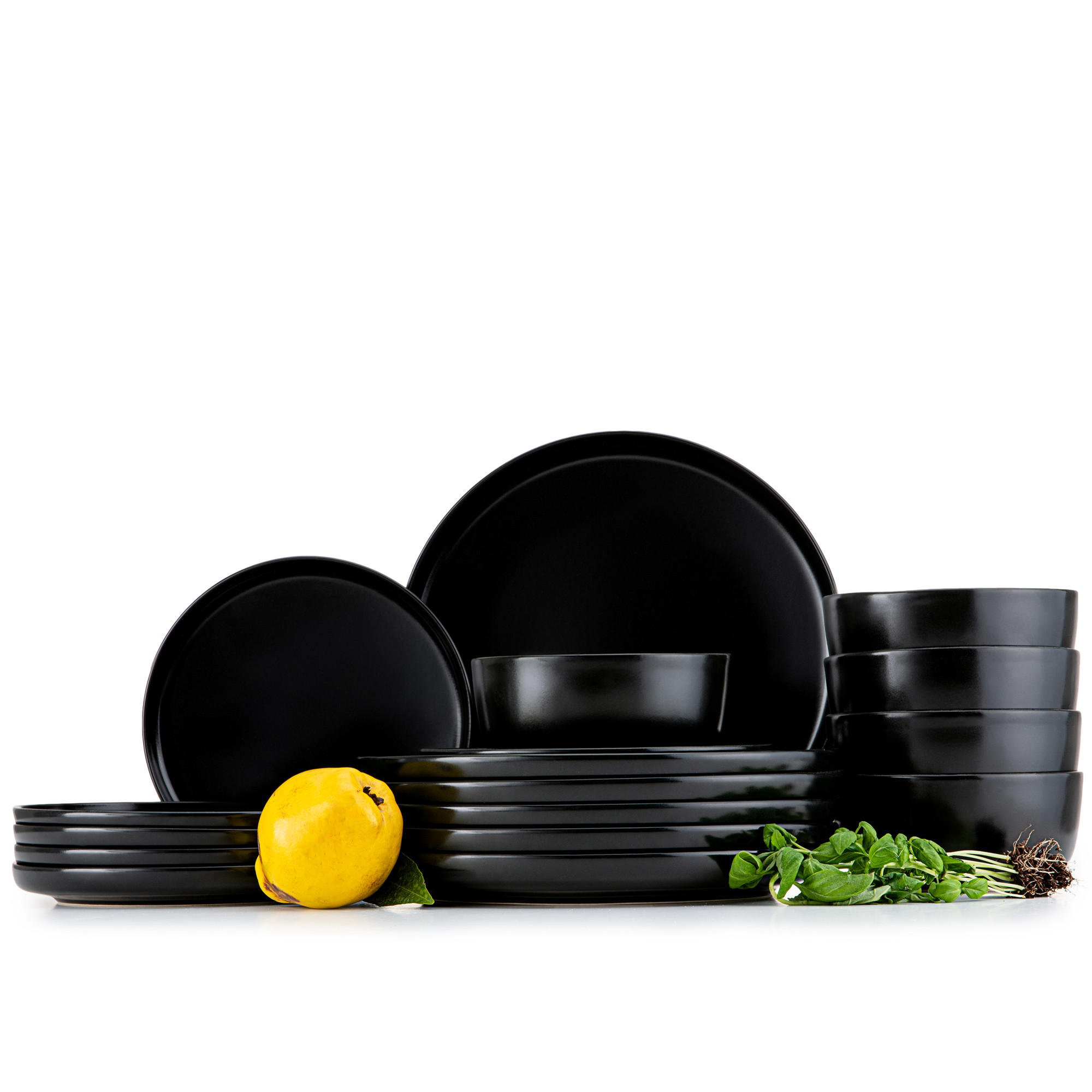 TAFELSERVICE VICTO Schüssel 6 Personen 18-tlg - Schwarz, Keramik (27/2/27cm) - KONSIMO®