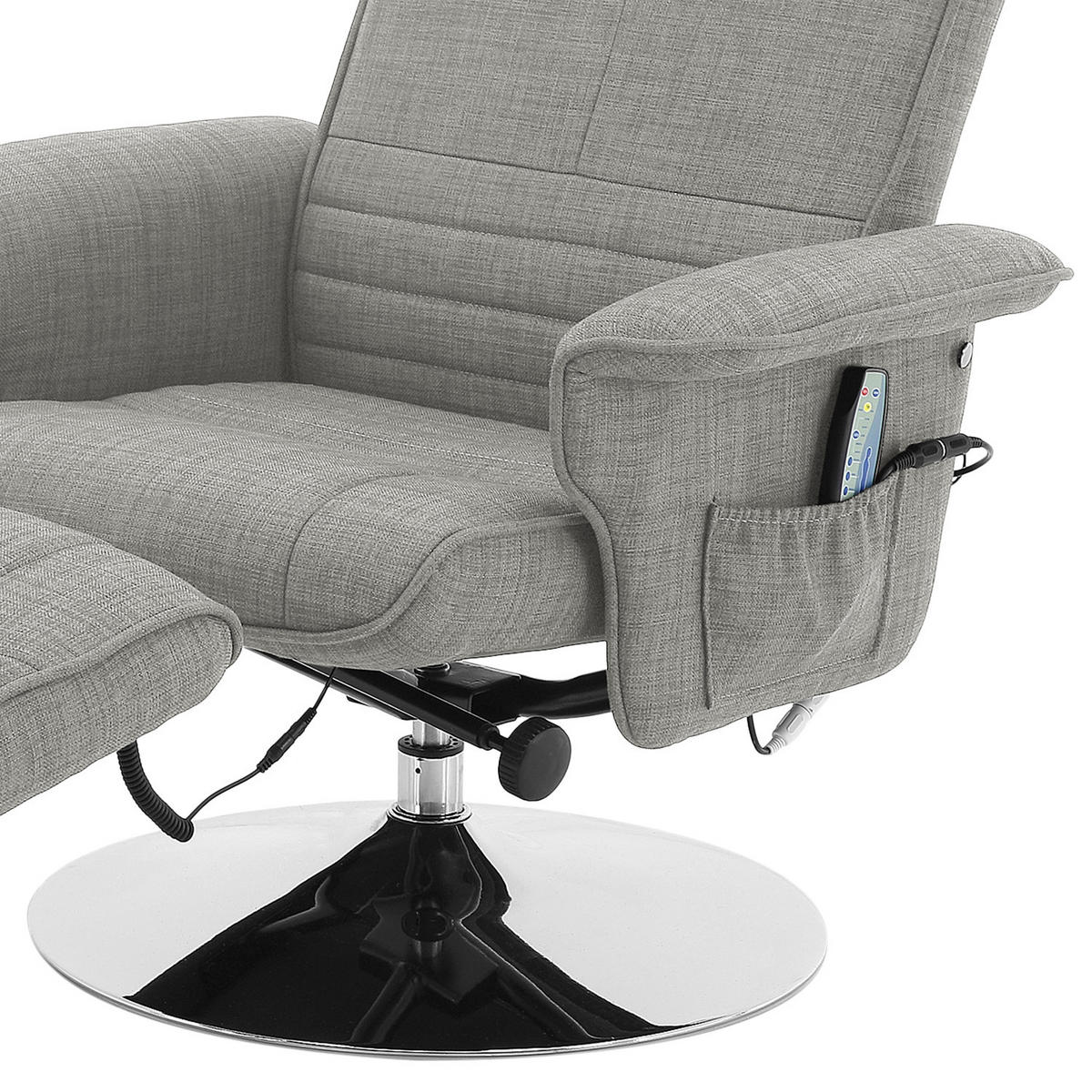 MASSAGESESSEL - Grau - Flachgewebe - Chrom - Hellgrau, Textil/Metall (78/114/86cm) - home24