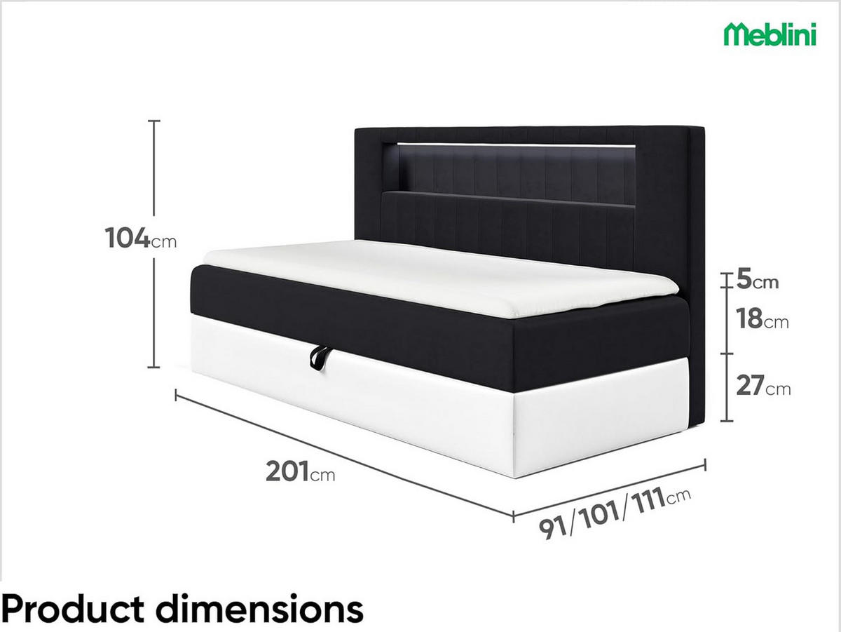 KINDERBETT GARETH 2 - Schwarz/Weiß, Holzwerkstoff (101/201cm) - Meblini
