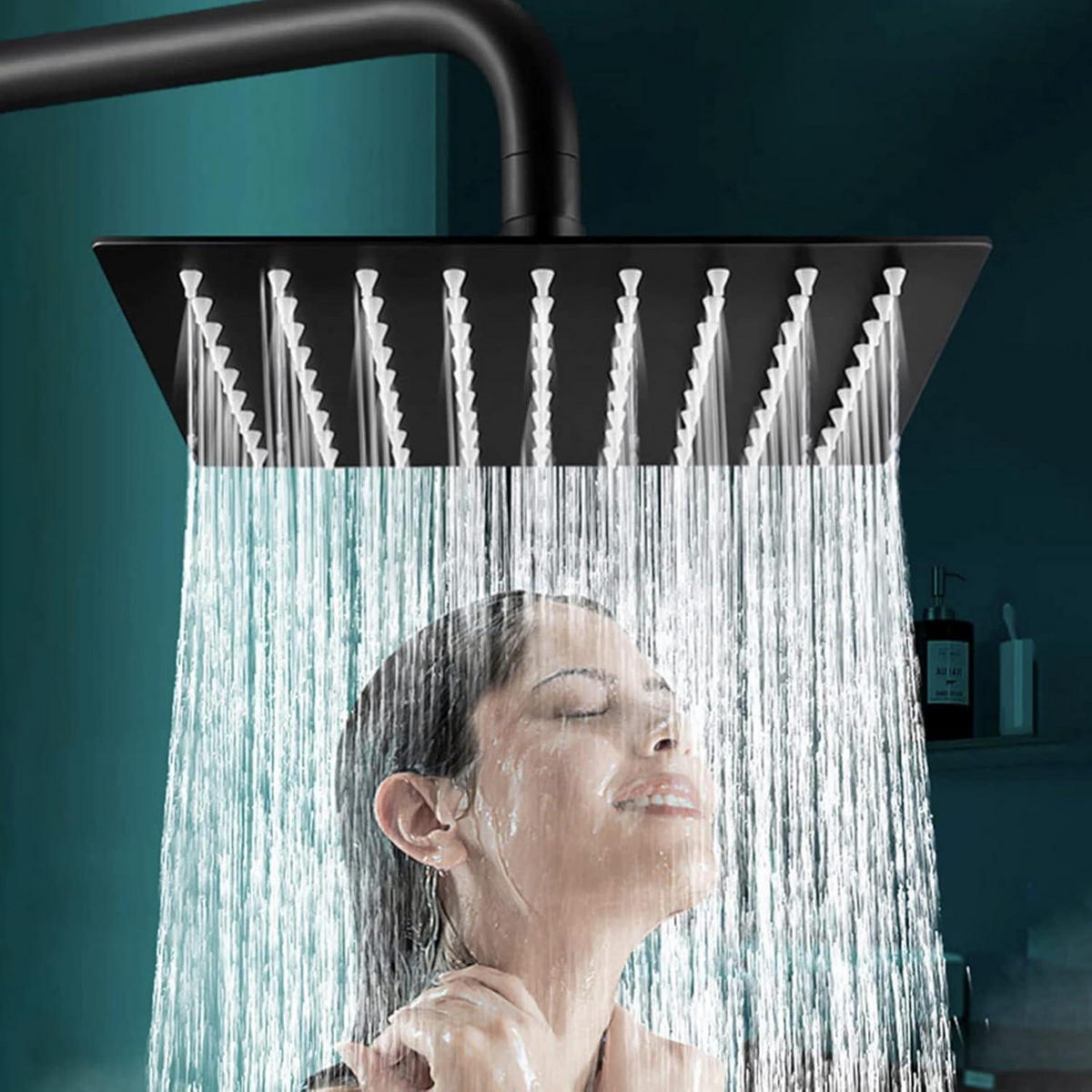DUSCHKOPF Regendusche 30 cm Quadratisch Schwarz Edelstahl - Schwarz, Metall (30.5/12.7/30.5cm)