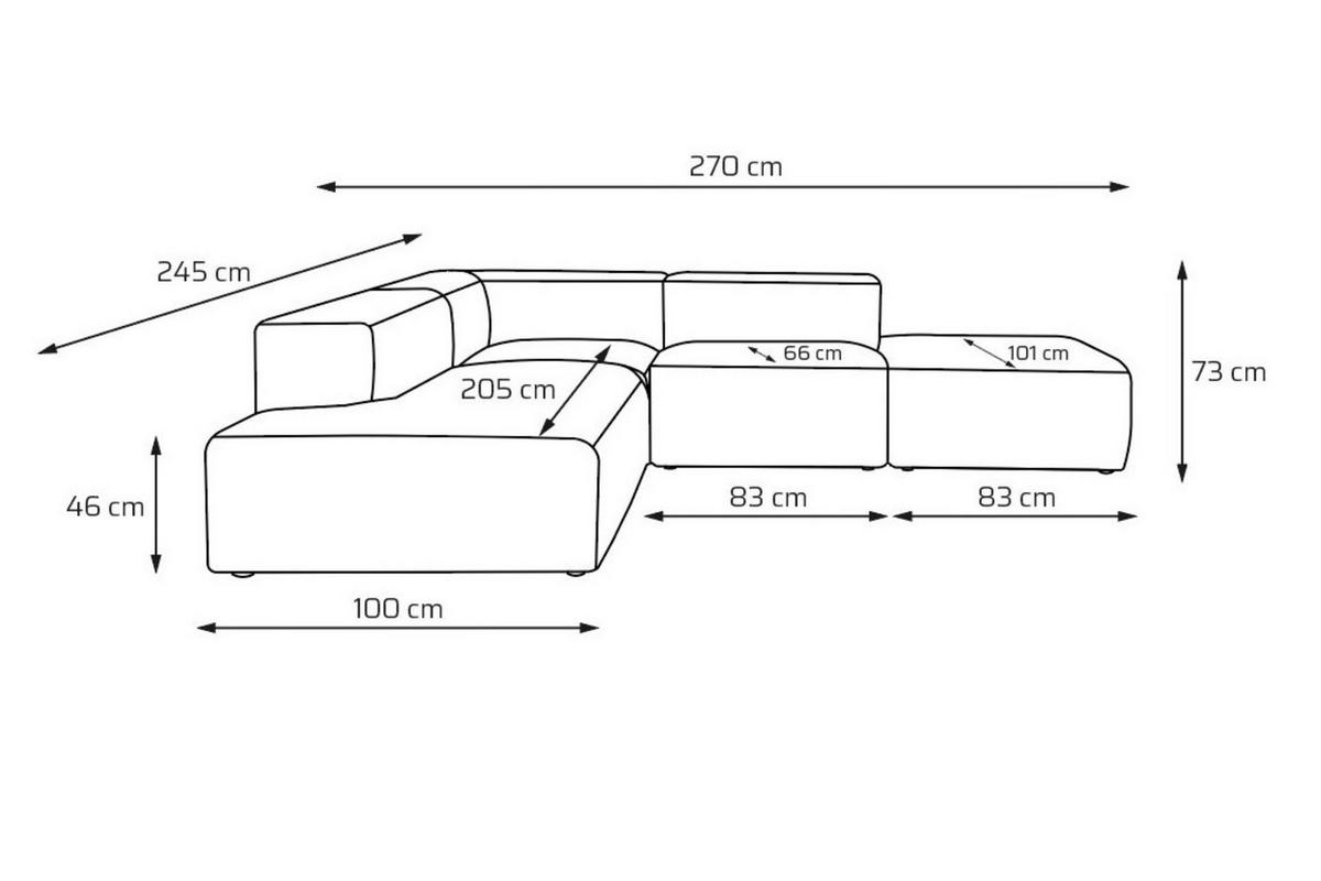 4-SITZER modulares Ecksofa HEAVEN SET 3 Rechts, Breite 270 cm Webstoff Braun - Schwarz/Braun, Holz/Kunststoff (270/245cm) - Muffo