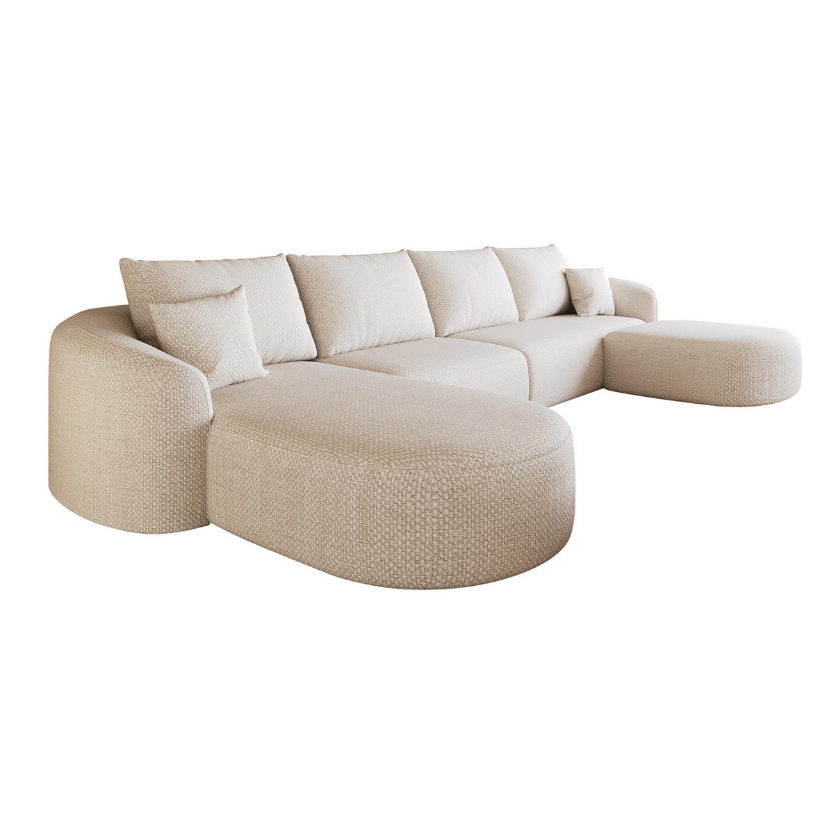 WOHNLANDSCHAFT DE-34817 U-Form 3-Sitzer Chaiselongue links Weiß - Weiß, Textil (168/85/336cm) - ComfortXL