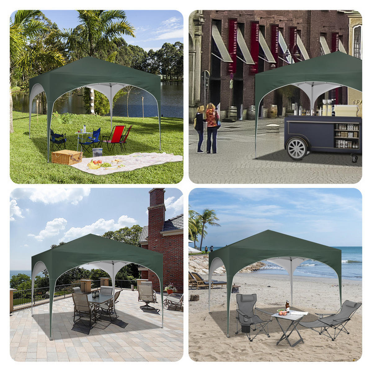POPUP-GARTENPAVILLON – 3×3 m, wasserdicht, zusammenklappbar, mit halbrundem Dach - Grau, Metall (300/260/300cm) - Kaket
